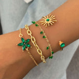 Gold and Green Gemstone Charm Bracelets - Free Size, Gold image
