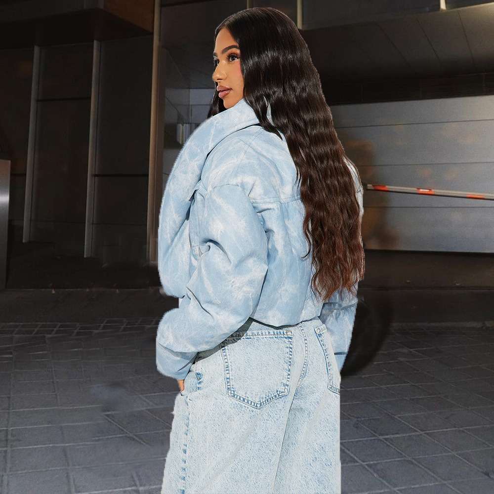 Colorblock Dyeing Pockets Cropped Coat image 1