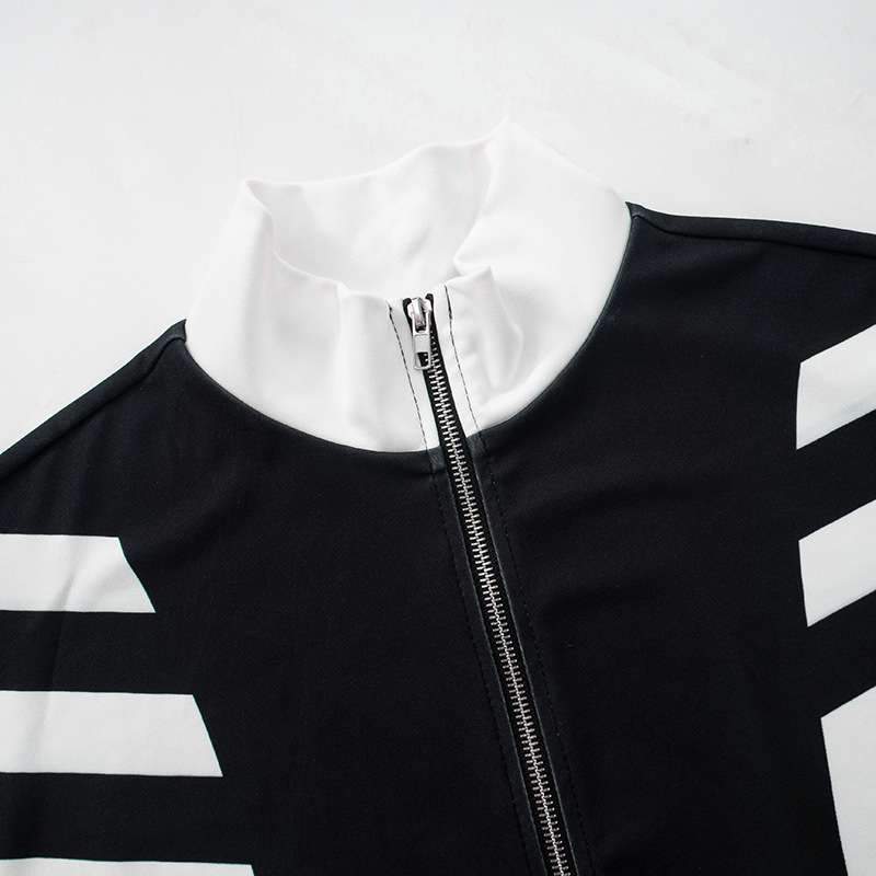 Colorblock Cropped Zipper Coats Pant Sets image 5