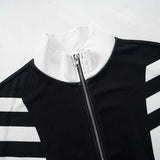 Colorblock Cropped Zipper Coats Pant Sets image 5