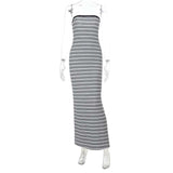 Striped Strapless Maxi Dress image 3