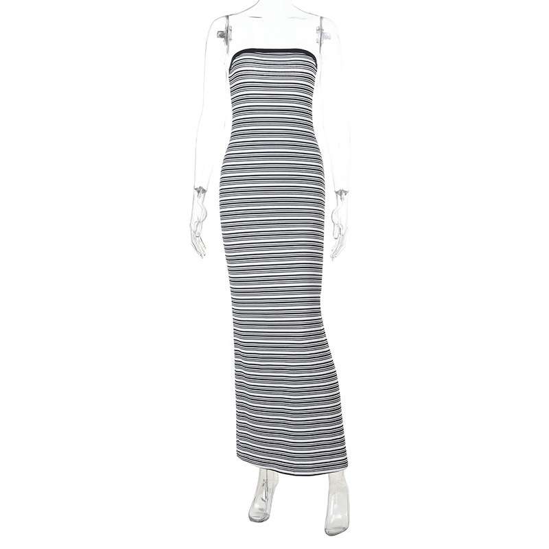 Striped Strapless Maxi Dress image 3