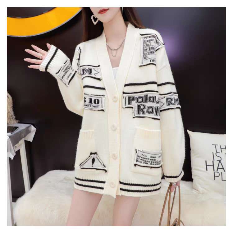 Oversized Patchwork Graphic Cardigan image 1