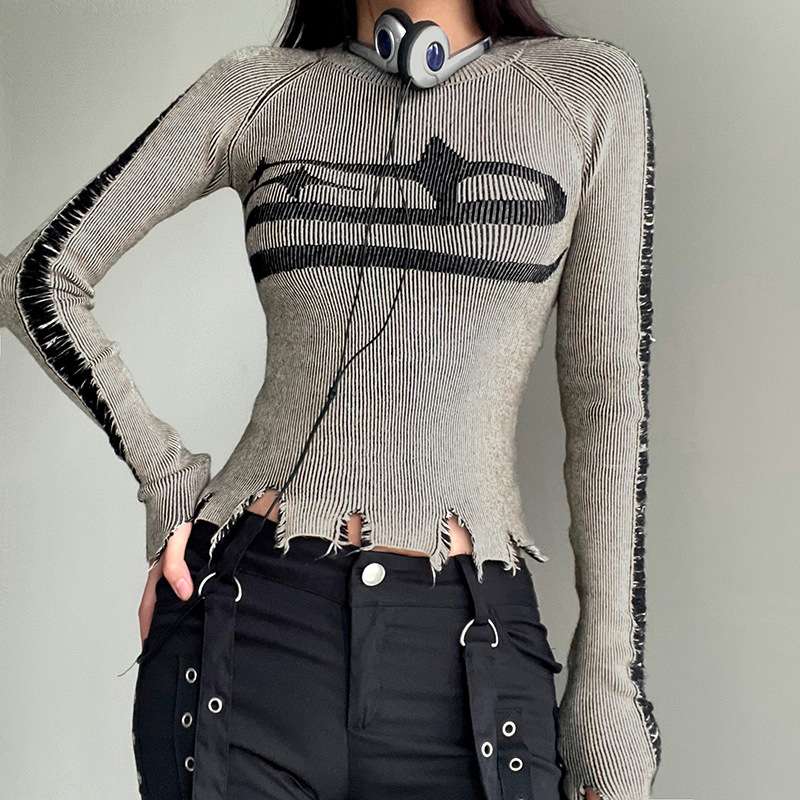 Fashion Distressed Knitted Top image 2