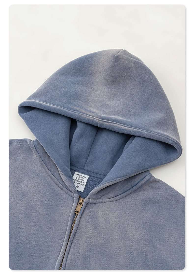 Distressed Oversized Zip-Up Hoodie image 2