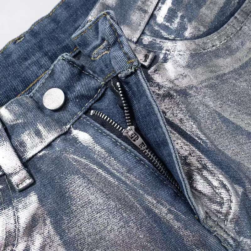 Fashion Hot Silver High Waist Straight Jeans image 2