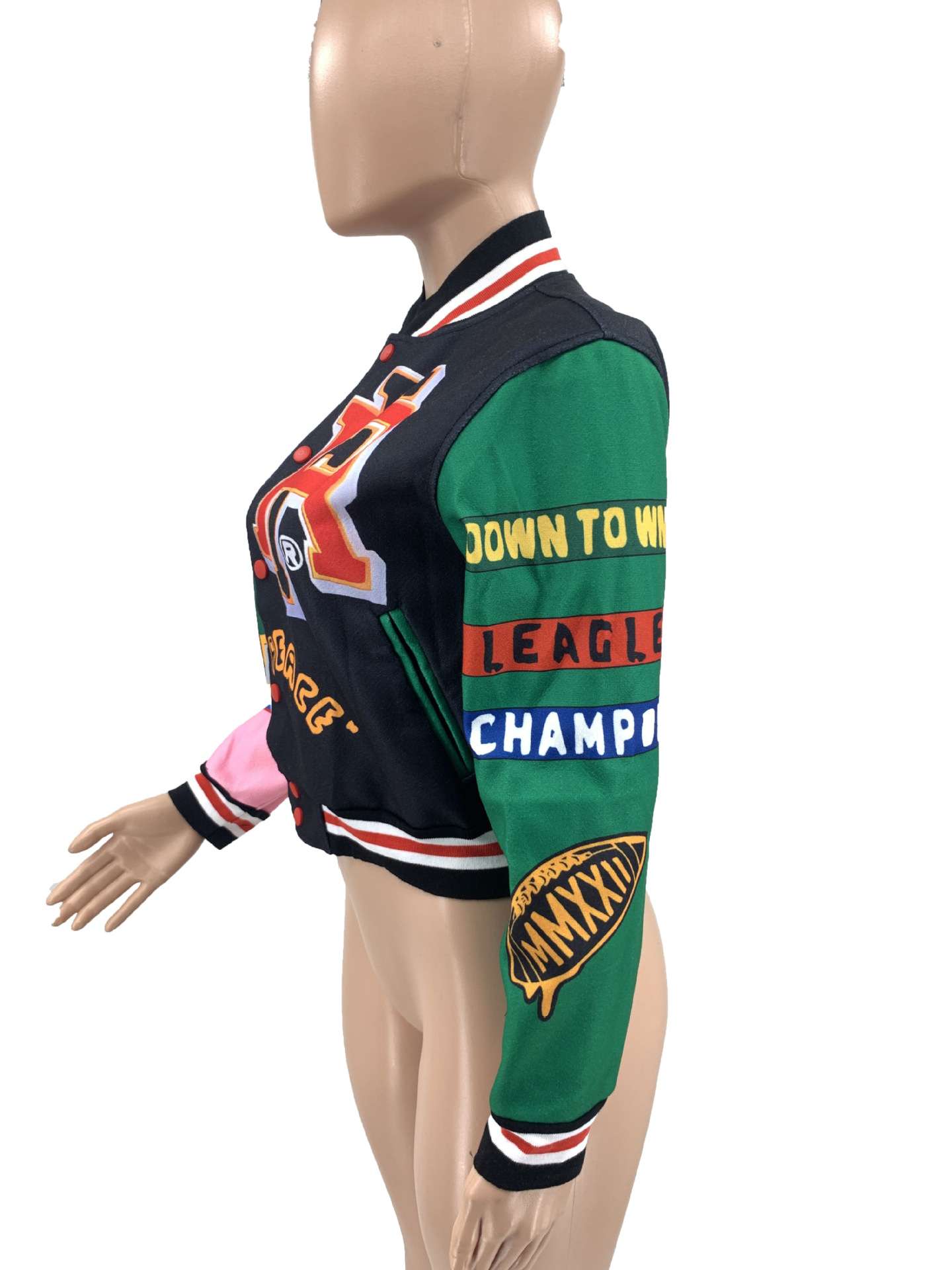 Button Up Printed Crop Bomber Jacket image 10