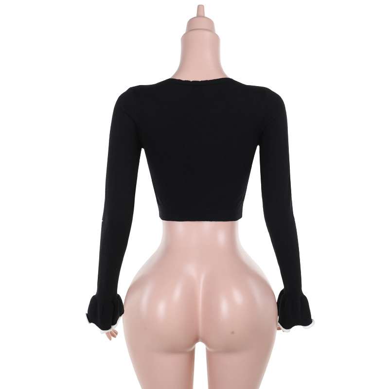 Lace-Up Long Sleeve Top Sweater Cardigan image 6