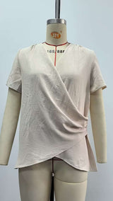 Elegant Draped Short-Sleeve Top image 4