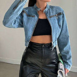 Light-Wash Jacket with Zipper Details image 0