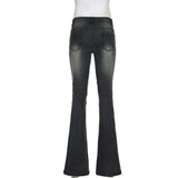 Low Waist Washed Slim-Fit Boot-Cut Jeans image 3