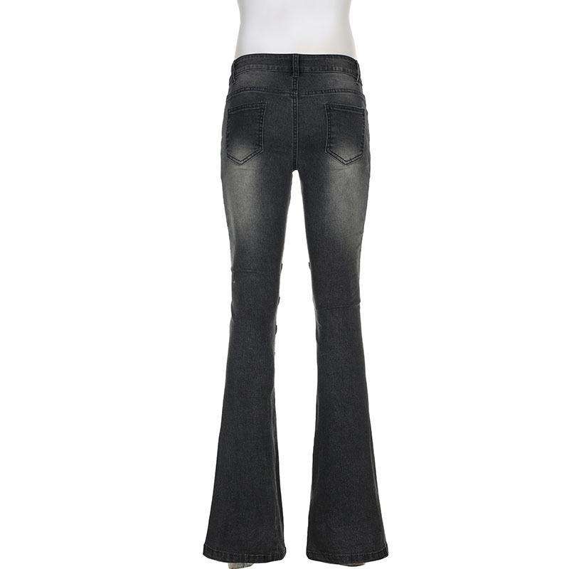 Low Waist Washed Slim-Fit Boot-Cut Jeans image 3