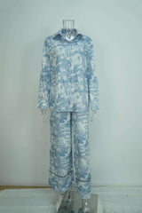 Loungewear Set with Shirt & Wide-Leg Pants image 7