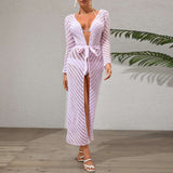 Long Sleeve Sheer Knit Beach Cover-Up image 1