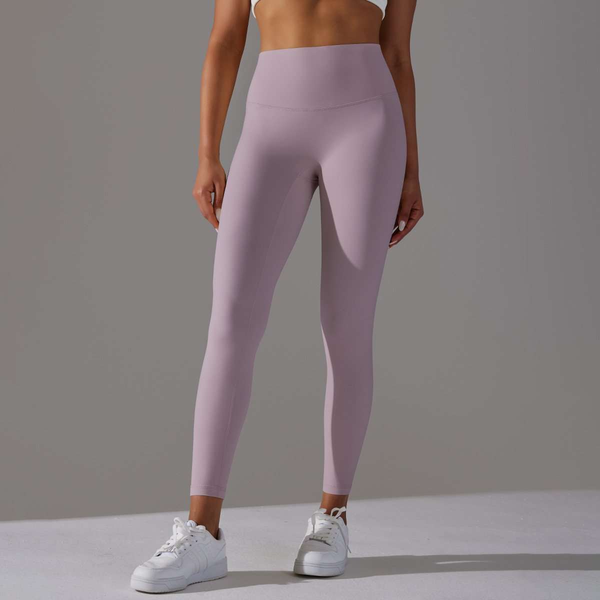 High-Waisted White Seamless Leggings - Lilac Purple, M image
