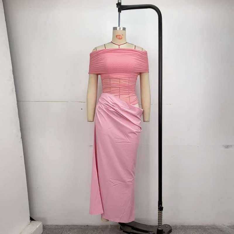 Off-Shoulder Mesh Maxi Dress image 5