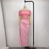 Off-Shoulder Mesh Maxi Dress image 5