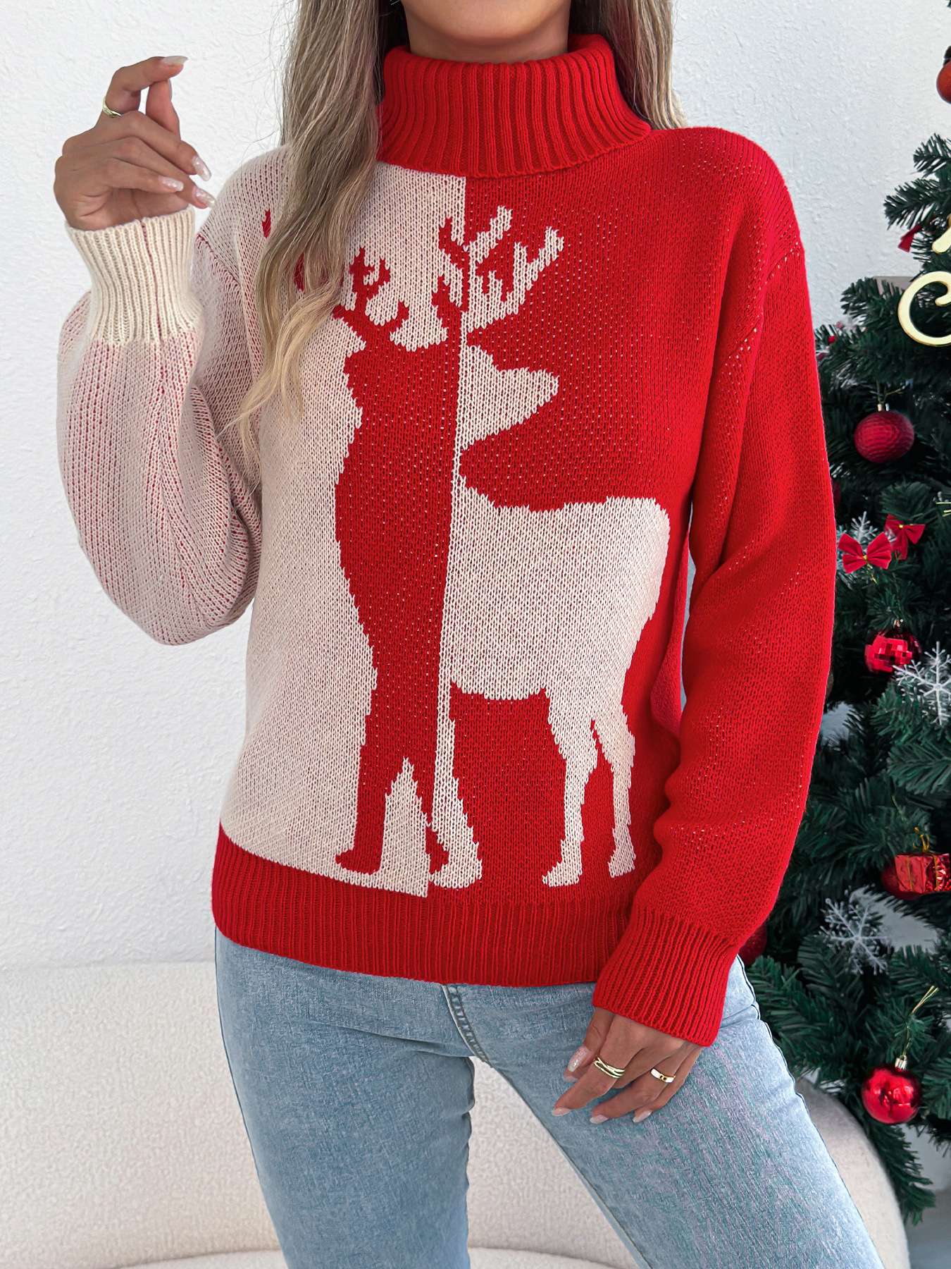 Festive Christmas Reindeer Sweater image 1