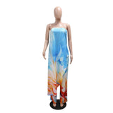 Abstract Print Strapless Top and Wide-Leg Pants image 3