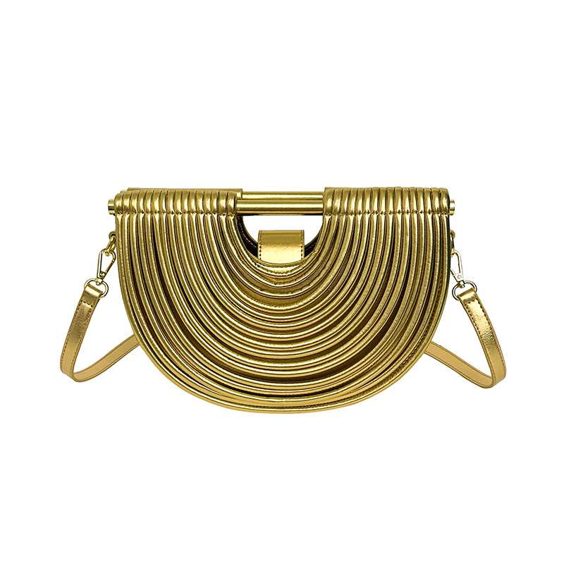 Metallic Arc-Shaped Handbag