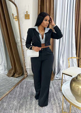 Two-Piece Cropped Blazers Pant Sets image 0