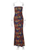 Vibrant Floral Strapless Maxi Dress image 4