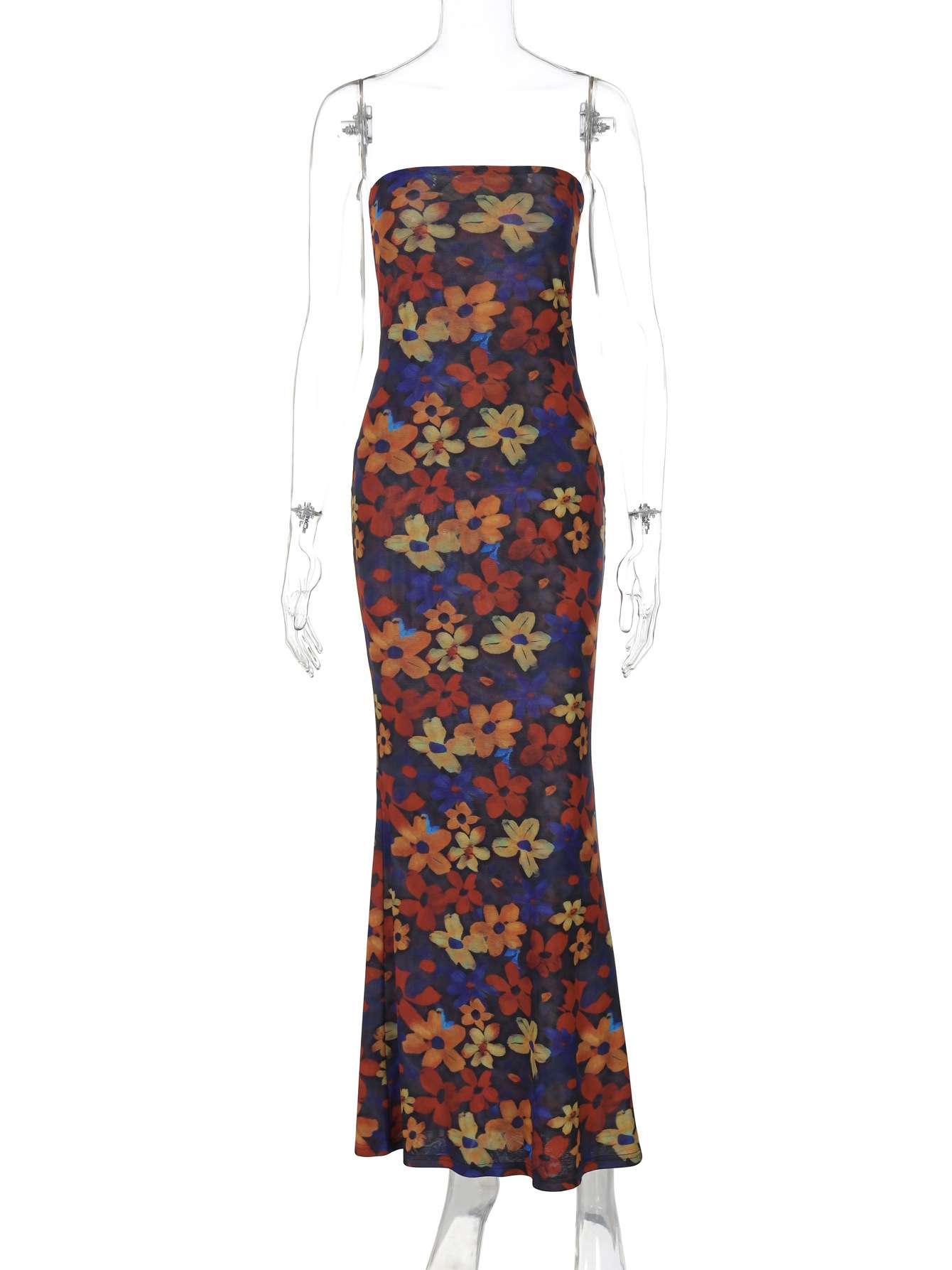 Vibrant Floral Strapless Maxi Dress image 4