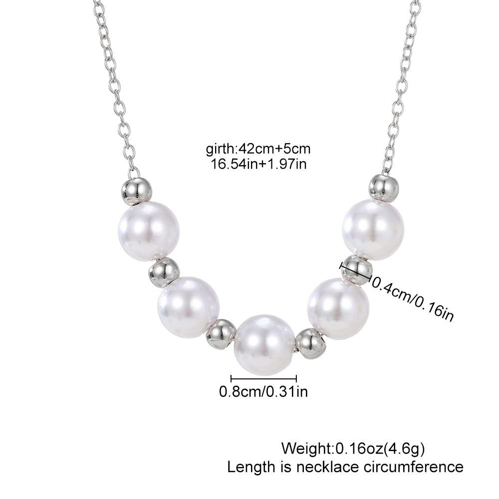 Pearl and Silver Bead Necklace image 2