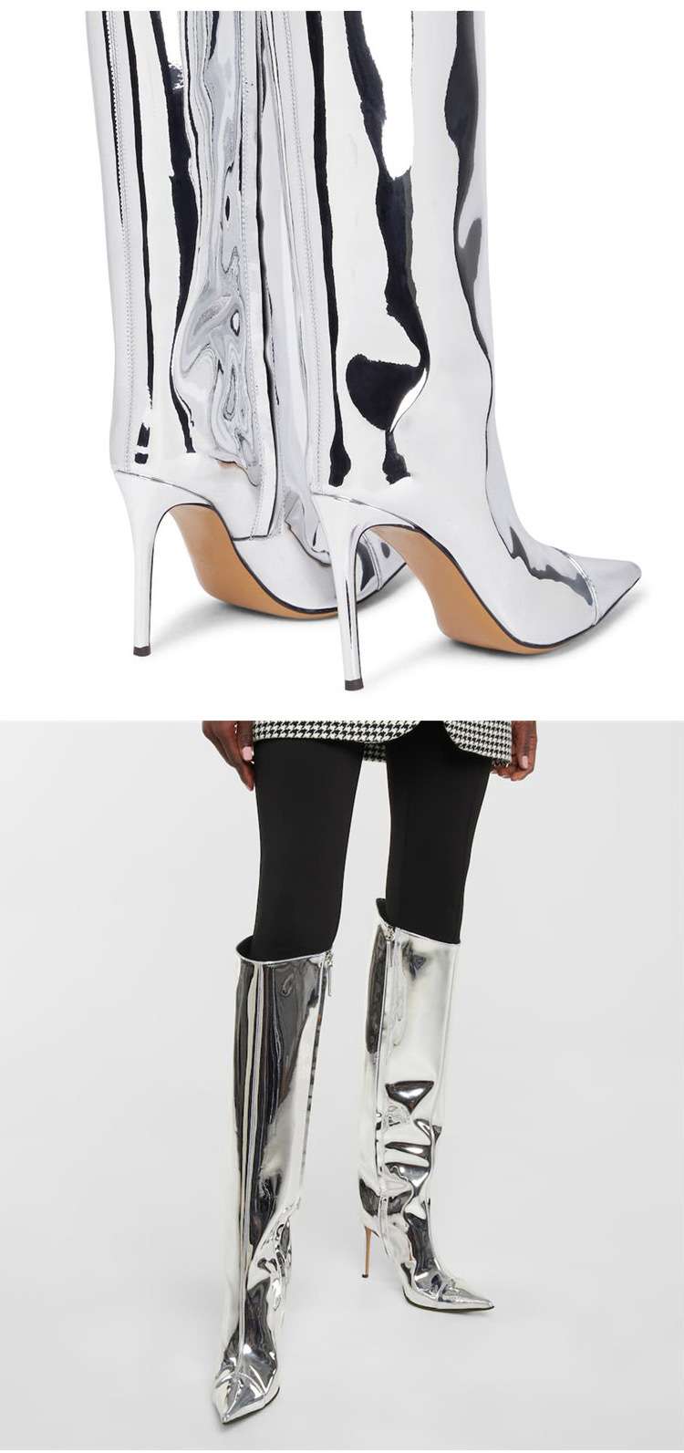 Metal Boots with Pointed Toe knee-high boots image 3