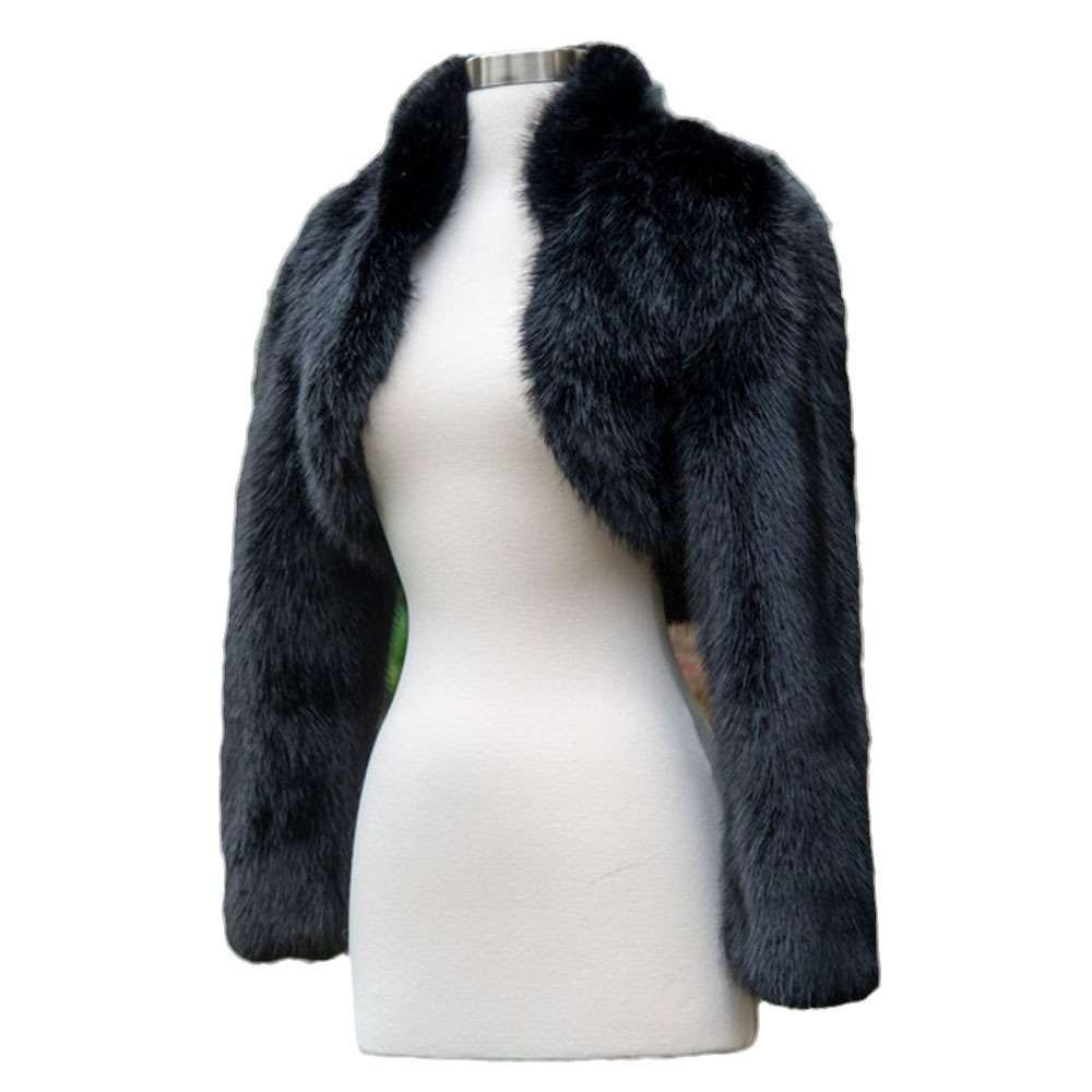 Luxurious Faux Fur Jacket - S, Black image