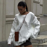 Fringe Flair Oversized Sweater - S, Grey image