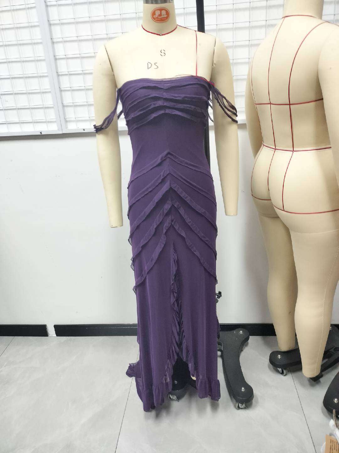 Off-Shoulder Pink Ruffled Gown image 3