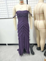 Off-Shoulder Pink Ruffled Gown image 3