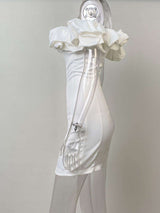Off-Shoulder Ruffled Sleeve Bodycon Dress image 4