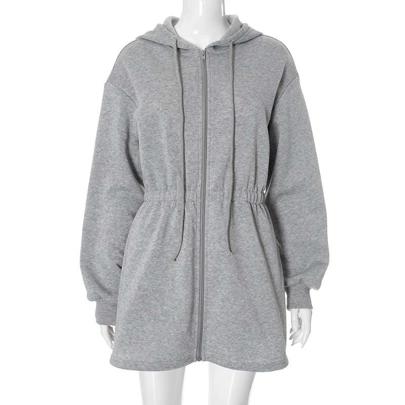 Casual Zipper Hooded Mini Dress image 4