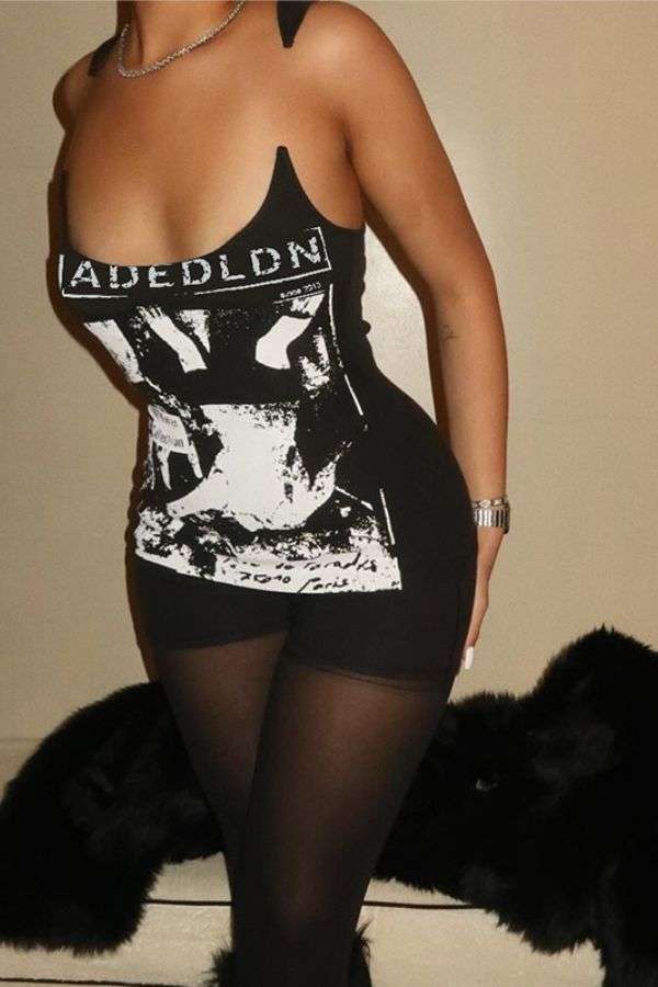 Graphic Text Bodycon Dress image 1