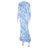 Floral Print Long Sleeve Mermaid Maxi Dress image 2