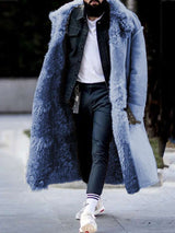 Plush Fur Warm Winter  Trench Coat - L, Blue image