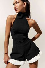 Sleeveless Turtleneck Romper with Ruffled Hem image 5