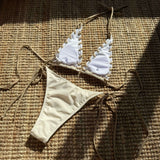 Contrast Lace-Up Triangle Bikini Set image 5