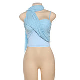 Asymmetrical Tank Top with Draped Scarf image 2