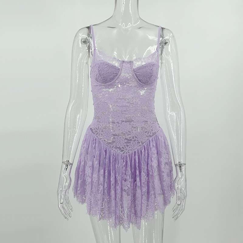 Corset Dress with Sheer Skirt image 4