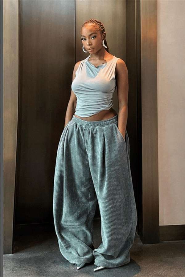 Urban Minimalist Corduroy Pants - L, Blue image