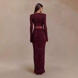 Chic Long Sleeve Bodycon Maxi Dress image 3
