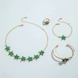 Elegant Gold & Green Floral Jewelry Set image 2