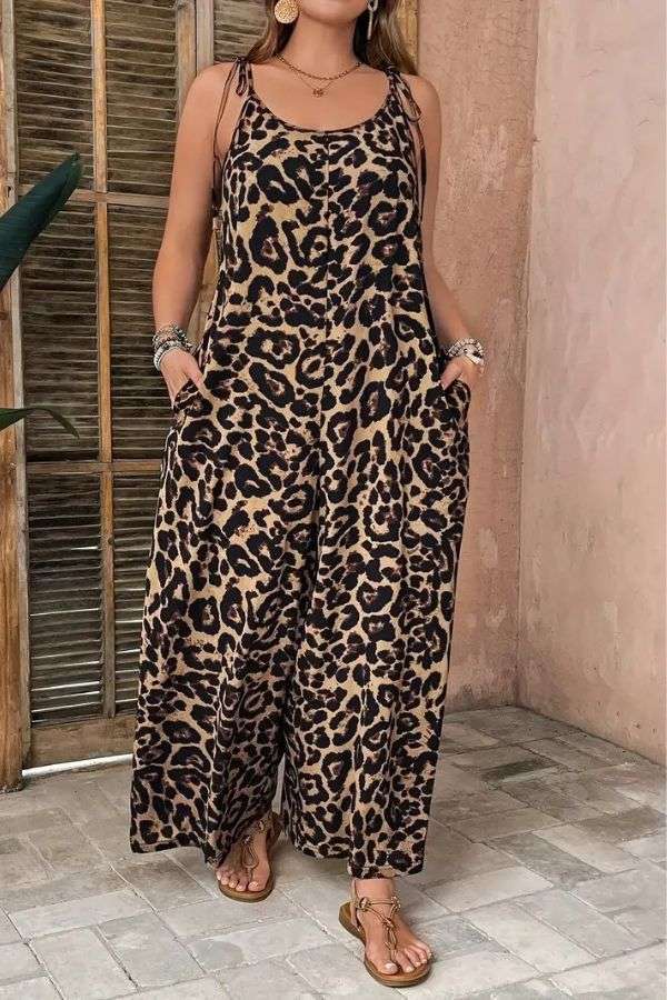 Leopard Print Sleeveless Jumpsuit image 0