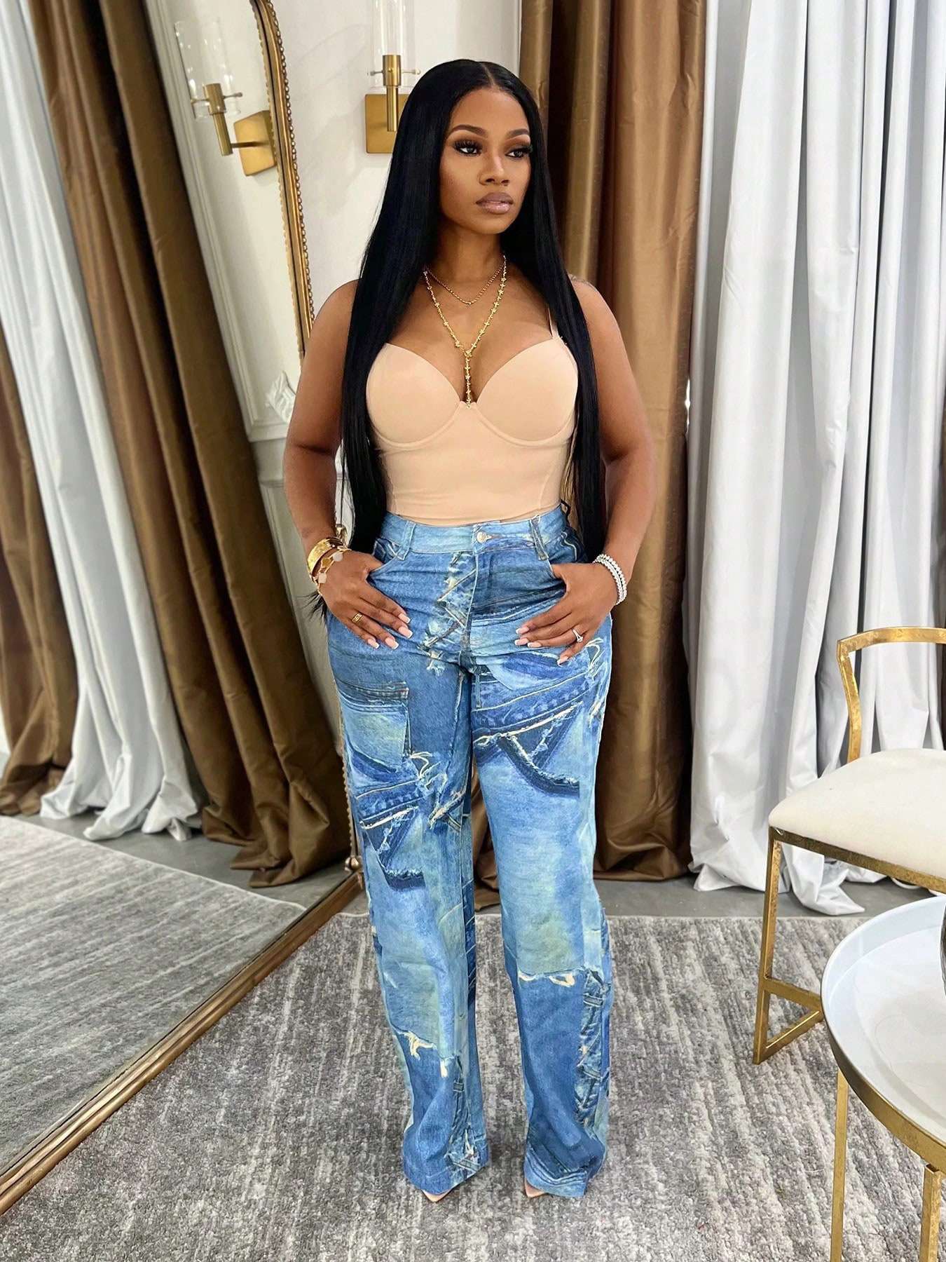 Stylish Distressed Blue Jeans image 3