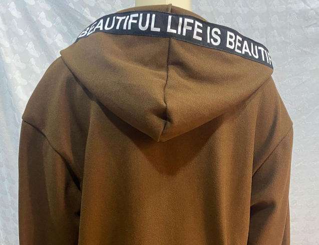 Oversized Hoodie Coat with Text Detail image 5