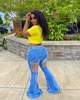 Ripped Holes Flare Jeans image 1