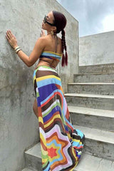 Sexy Multicolor Mesh Asymmetric Bikini Cover Up Dress image 1